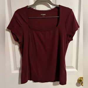 Old Navy Red Square Neck Ribbed Fitted Top